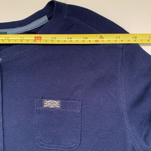 NWT LRL Lauren Jeans Co. Ralph Lauren Cotton Navy Blue Pocket Shirt Top Size XL - Picture 4 of 9